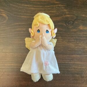 Precious Moments Praying Angel Plush Doll SPANISH 10" White Yellow Dress 2010